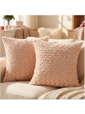 NEW Pk of 2 Throw Pillow Covers 24x24” Soft Rose Swirl Textured